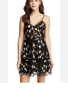 Jack by BB Dakota Chaka Black Floral Embroidered Mini Dress